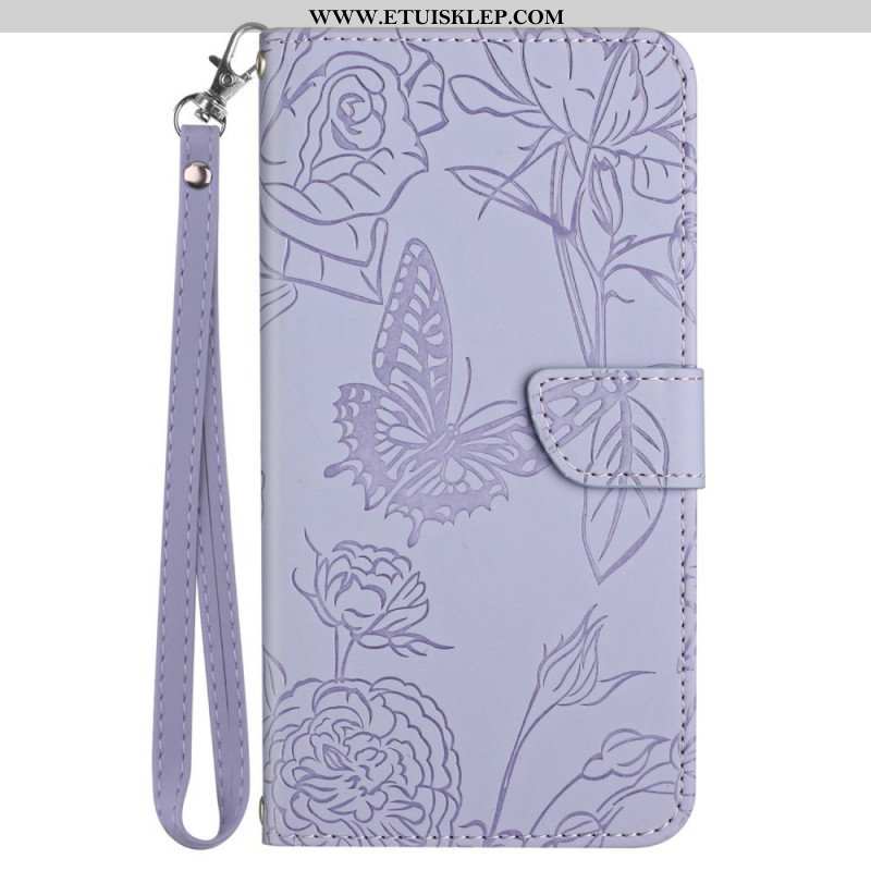 Etui Folio do Samsung Galaxy M23 5G Dyskretne Motyle I Smycz